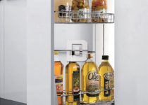 Kệ 2 tầng đựng chai lọ ray giảm chấn Kệ 2 tầng đựng chai lọ ray giảm chấn