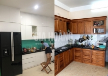 So sánh thực tế tủ bếp Acrylic và tủ bếp gỗ Căm Xe So sánh thực tế tủ bếp Acrylic và tủ bếp gỗ Căm Xe