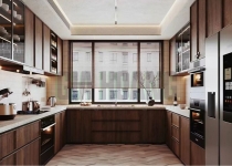 Tủ bếp gỗ tự nhiên cánh kính TB-405 Tủ bếp gỗ tự nhiên cánh kính TB-405