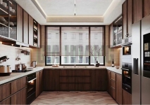 Tủ bếp gỗ tự nhiên cánh kính TB-405 Tủ bếp gỗ tự nhiên cánh kính TB-405