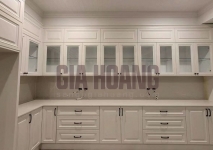 Tủ bếp gỗ công nghiệp cánh kính TB-401 Tủ bếp gỗ công nghiệp cánh kính TB-401