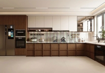 Tủ bếp gỗ công nghiệp cánh kính TB-404 Tủ bếp gỗ công nghiệp cánh kính TB-404