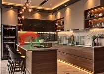 Tủ bếp gỗ công nghiệp cánh kính TB-408 Tủ bếp gỗ công nghiệp cánh kính TB-408