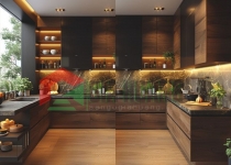 Tủ bếp gỗ công nghiệp cánh kính TB-409 Tủ bếp gỗ công nghiệp cánh kính TB-409